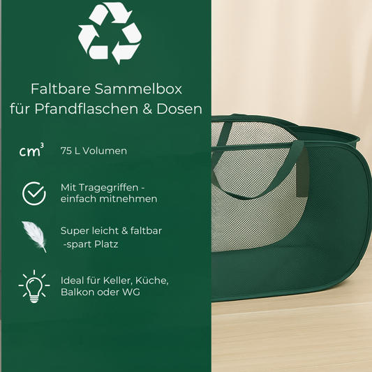 Faltbare Sammelbox für Pfandflaschen und Dosen